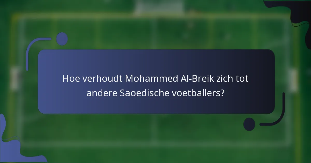 Hoe verhoudt Mohammed Al-Breik zich tot andere Saoedische voetballers?